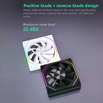 Prism 5Pro ventilátor do skrinky ARGB tichý (hidraulické ložisko, 600-1500 RPM, 20 dB(A), 4-pin PWM, ARGB 5V 3-pin)