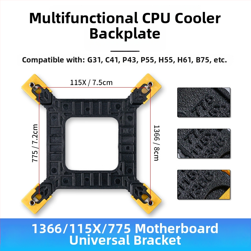 Držiak chladiča CPU pre univerzálne dosky 1366/115x/775, OEM spracovanie, odvod tepla