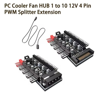 Ventilátorový hub pre základnú dosku, 1–10 pinov, 4-pin PWM, 10-kanálový