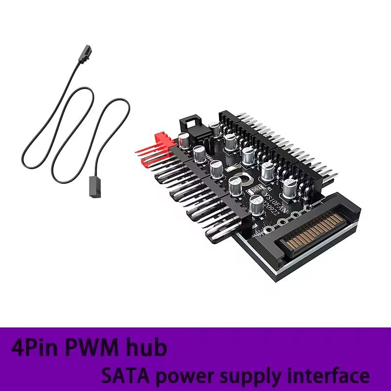 Ventilátorový hub pre základnú dosku, 1–10 pinov, 4-pin PWM, 10-kanálový