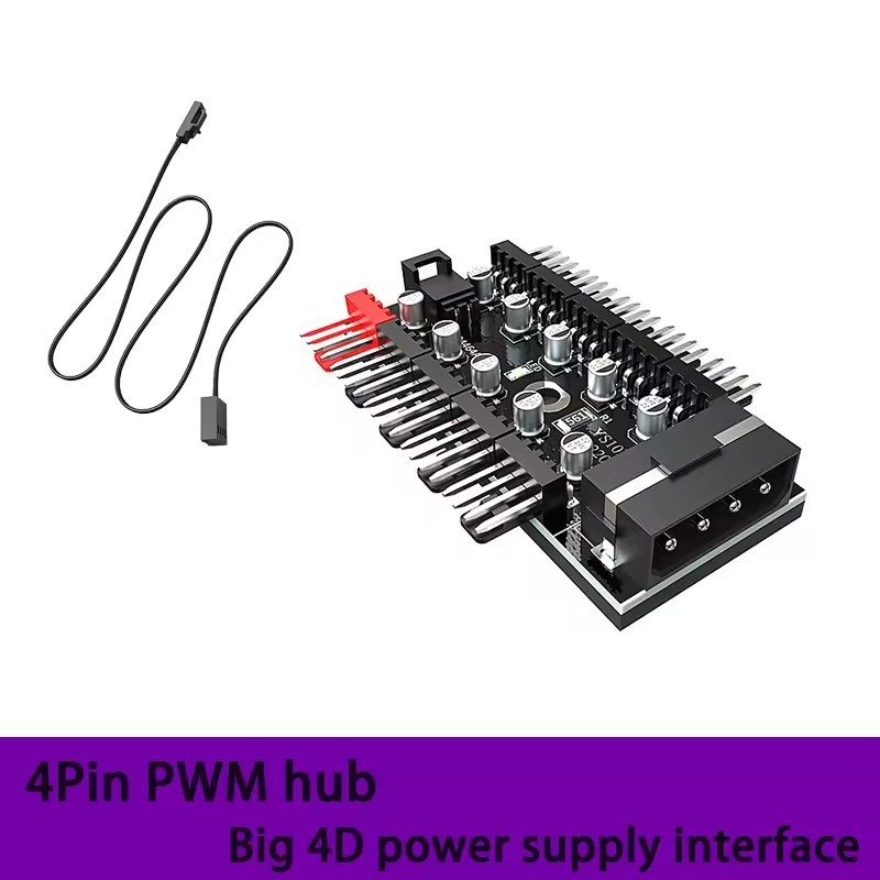 Ventilátorový hub pre základnú dosku, 1–10 pinov, 4-pin PWM, 10-kanálový