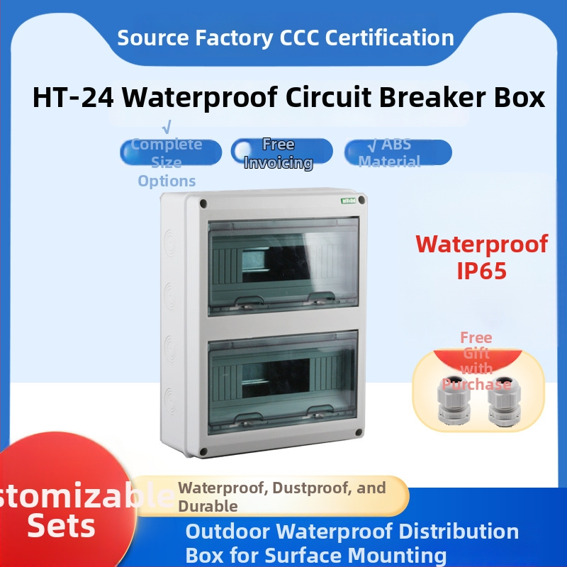 HT24 rozvádzač osvetlenia, plastový, povrchovo montovaný, IP65, 2 rady, 10–16 A