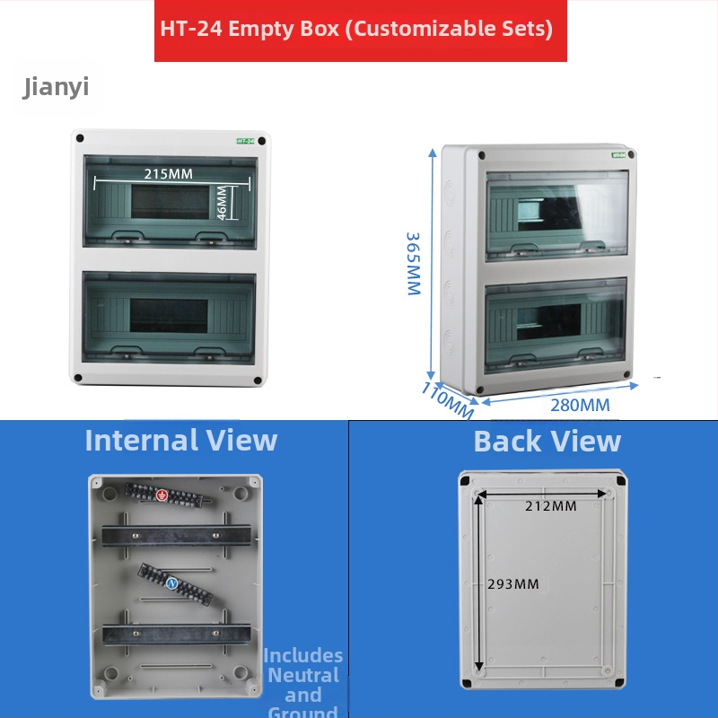 HT24 rozvádzač osvetlenia, plastový, povrchovo montovaný, IP65, 2 rady, 10–16 A