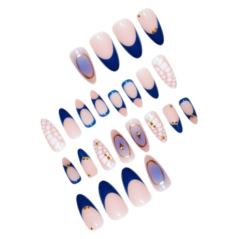 Наклейки за нокти с 3D цветя, бадемовидно оформление, леопардов принт и звездни мотиви, златен кант