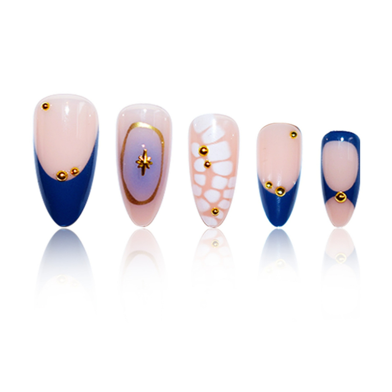 Наклейки за нокти с 3D цветя, бадемовидно оформление, леопардов принт и звездни мотиви, златен кант