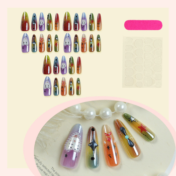 Nálepky na nechty – nositeľný dizajn, kreslený vzor, retro štýl, sada 30 kusov