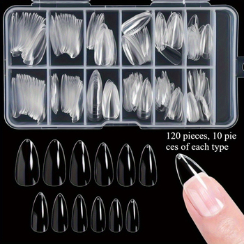 Бадемови нокътни върхове – мек гел, пълно покритие, 120 бр