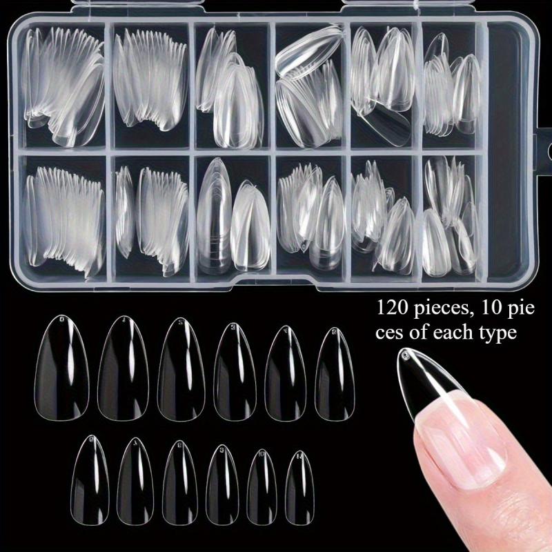 Бадемови нокътни върхове – мек гел, пълно покритие, 120 бр