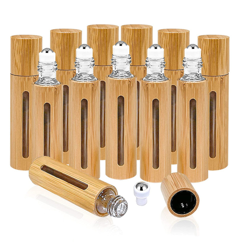 Персонализирана бамбукова дървена ролер бутилка, матов завършек, индивидуална дебелина, печат на лого, модерен минимализъм