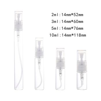 Sklenená fľaštička na parfum, rozprašovač, prázdna, prenášateľná, vzorka