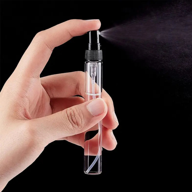 Sklenená fľaštička na parfum, rozprašovač, prázdna, prenášateľná, vzorka