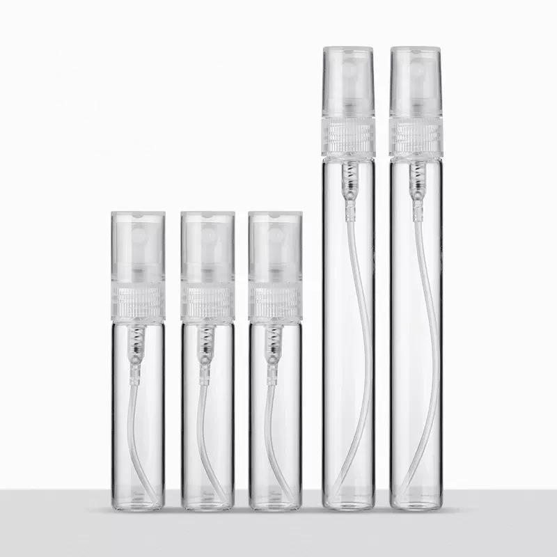 Sklenená fľaštička na parfum, rozprašovač, prázdna, prenášateľná, vzorka