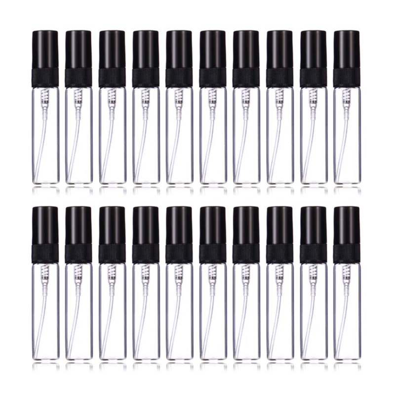 Sklenená fľaštička na parfum, rozprašovač, prázdna, prenášateľná, vzorka