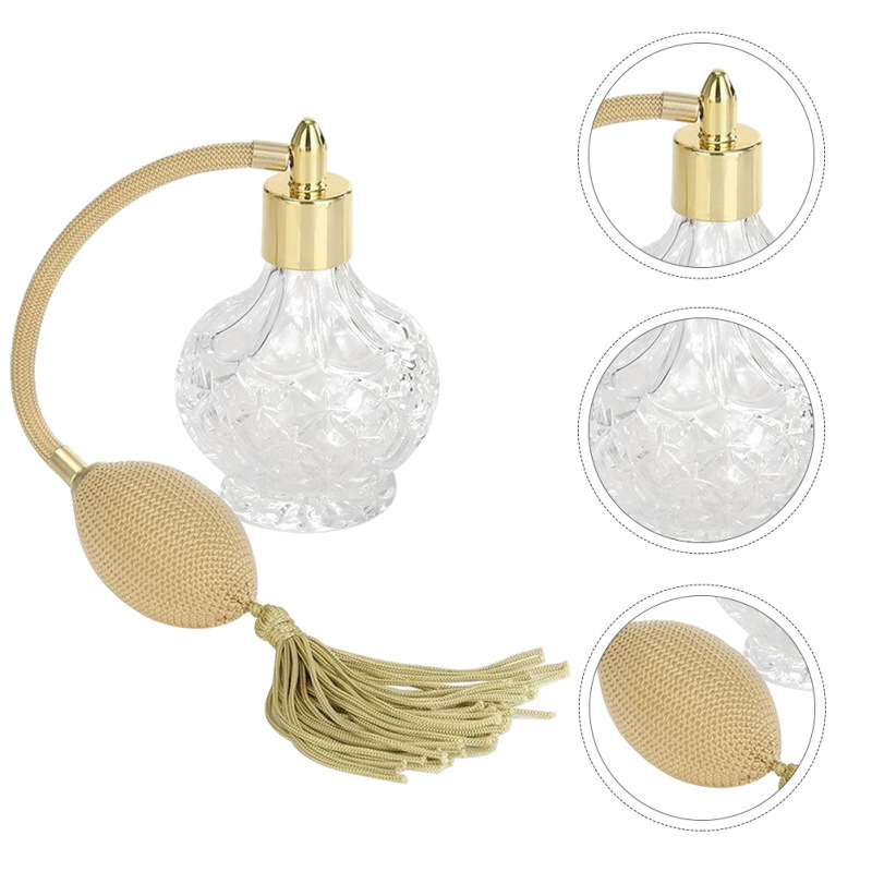 Znovu plniteľná sklenená fľaša na parfum s dlhou rozprašovačom, krištáľový povrch