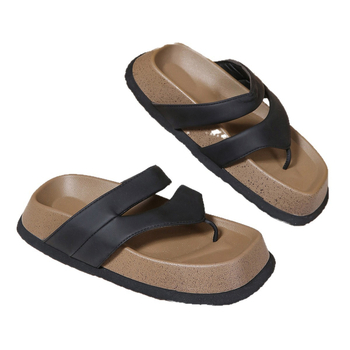 Сандали с разделен пръст, дебел под, горна част микрофибър, подметка каучук, форма на пръста: квадратна, стил: елегантен ежедневен