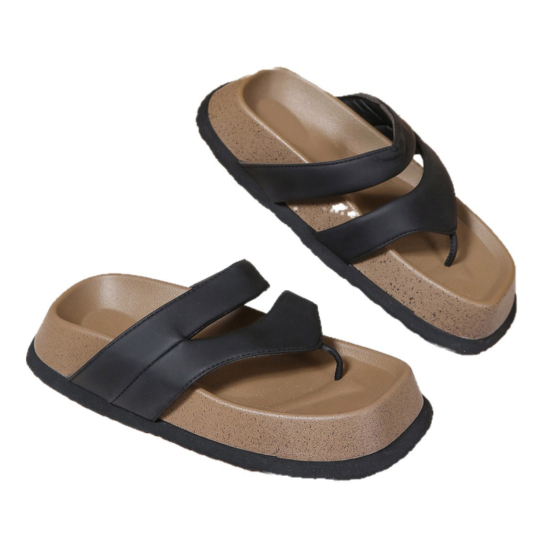 Сандали с разделен пръст, дебел под, горна част микрофибър, подметка каучук, форма на пръста: квадратна, стил: елегантен ежедневен