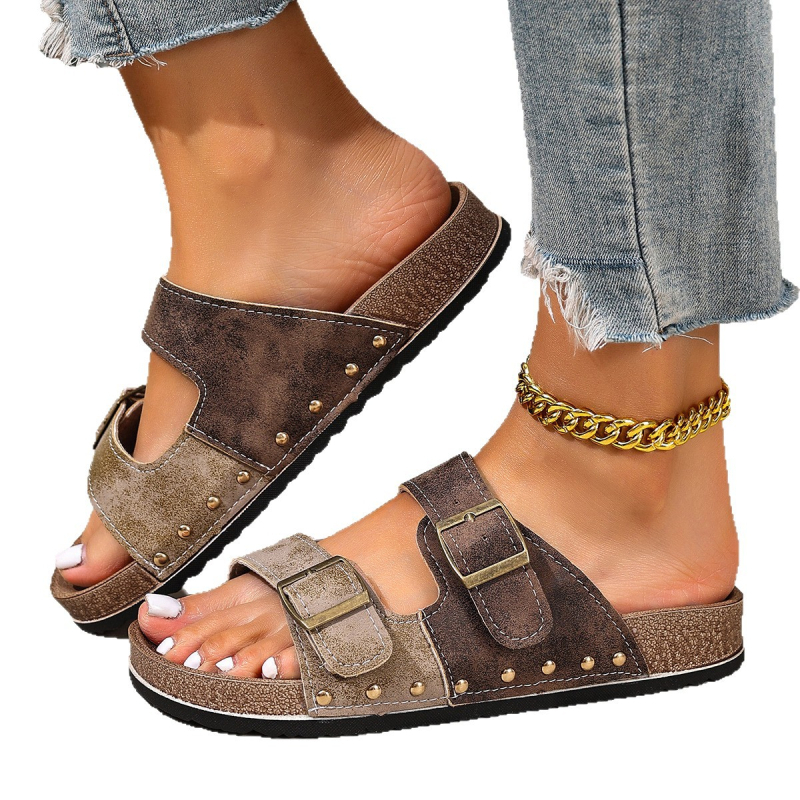 Унисекс Birkenstock-стил сандали с PU горна част, коркова подметка, отворен пръст