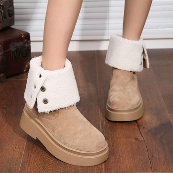 Женски ботуши до средната подбедрица, микрофибър горна част, гумено ходило, закръглен нос, клиновиден ток 3–5 см