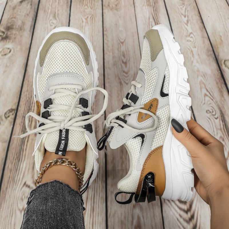 Унисекс спортно-ежедневни обувки: мрежесто горнище, дишащи, EVA подметка, кръгла пръст, връзки