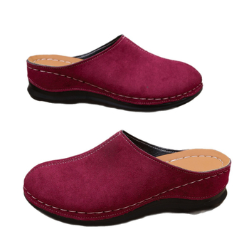 Moteriški velūro klininiai sandalai, užsidėjami slip-on, apvali nosis, stora gumos padas