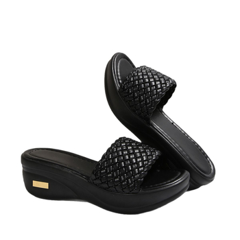 Плетени платформи пантофи, корейски стил, PU горна част, PU подметка