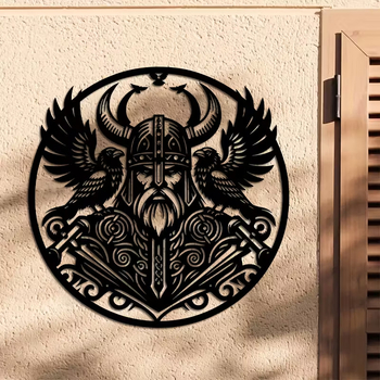 Викинг воин – Желязна художествена силуета за стена, KY-A107 | Материал: Желязо; Категория: Стенно висяща декорация; Стилове: Китайски стил, Класически, Креативен, Модерен минимализъм, Европейски и Американски