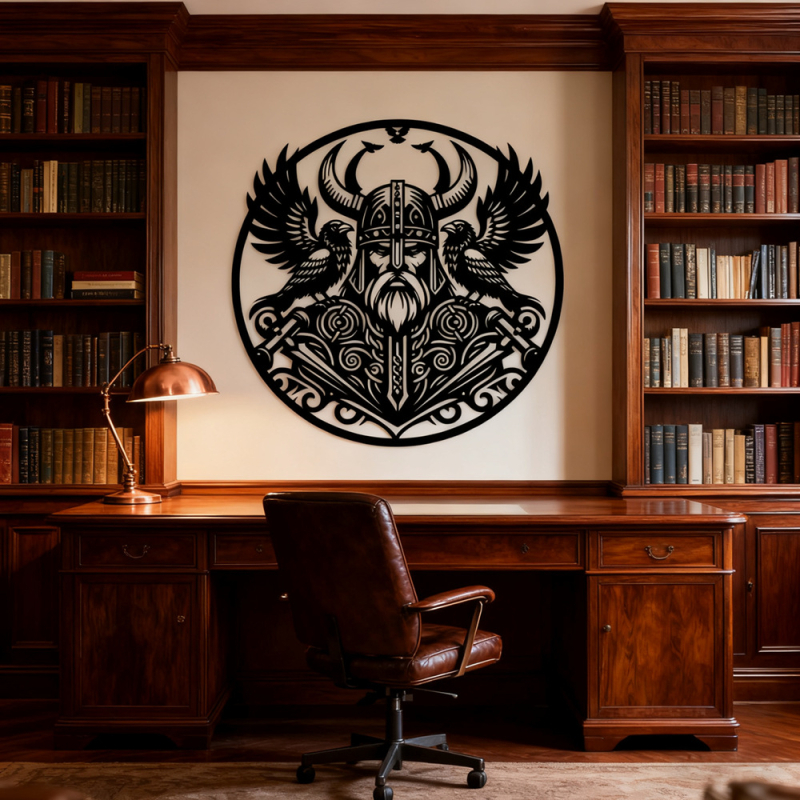 Викинг воин – Желязна художествена силуета за стена, KY-A107 | Материал: Желязо; Категория: Стенно висяща декорация; Стилове: Китайски стил, Класически, Креативен, Модерен минимализъм, Европейски и Американски