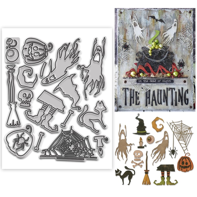 Formă de embossing cu cuțit – Motive Halloween; Oțel carbon; Turnată; Pentru decorarea hârtiei în arta manuală