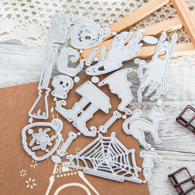 Formă de embossing cu cuțit – Motive Halloween; Oțel carbon; Turnată; Pentru decorarea hârtiei în arta manuală