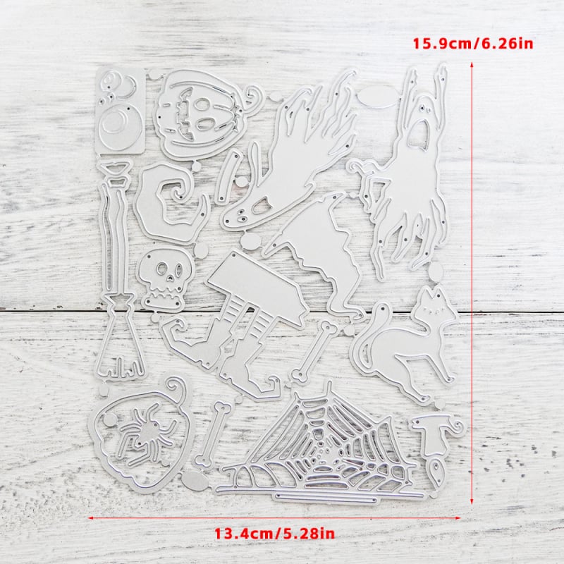 Formă de embossing cu cuțit – Motive Halloween; Oțel carbon; Turnată; Pentru decorarea hârtiei în arta manuală