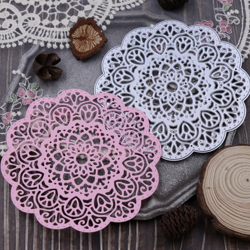Винтидж дантелен диск за изрязване, метална матрица за изрязване с тиснене, за хартиено изкуство и DIY scrapbooking, опакована в PP торбичка
