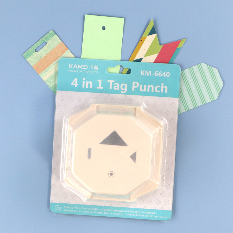 KM-6640 Kami 4-v-1 nástroj na embosovanie štítkov a rohové dierovanie, ručné ovládanie, perforácia 0,4 mm