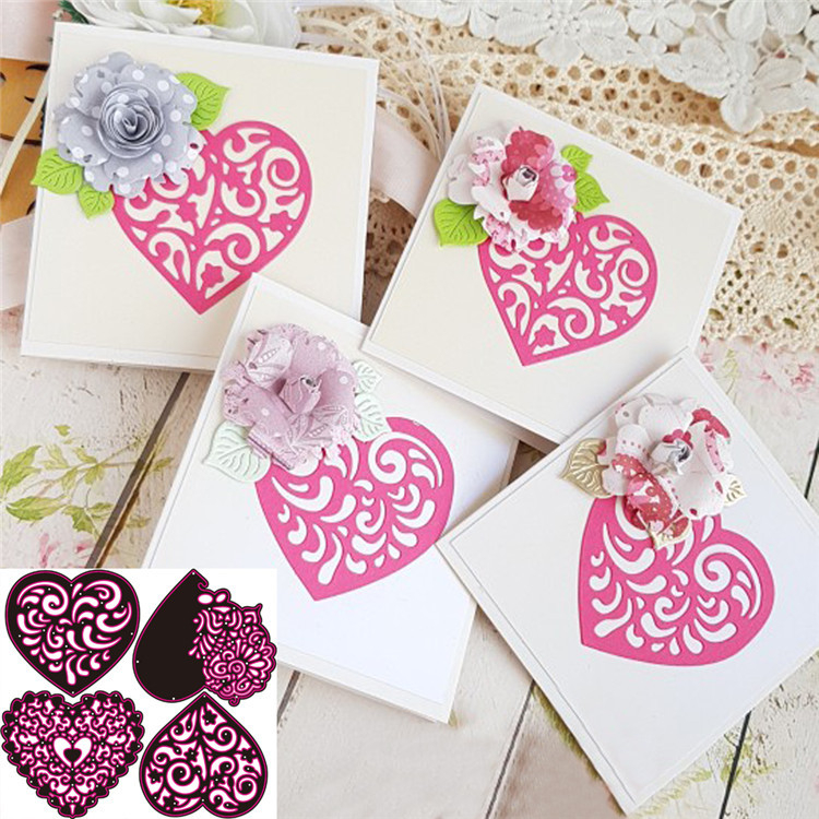 Сърцевиден комплект за изрязване, от високоуглеродна стомана, повърхност с гравиране и печено покритие, за домашни DIY проекти