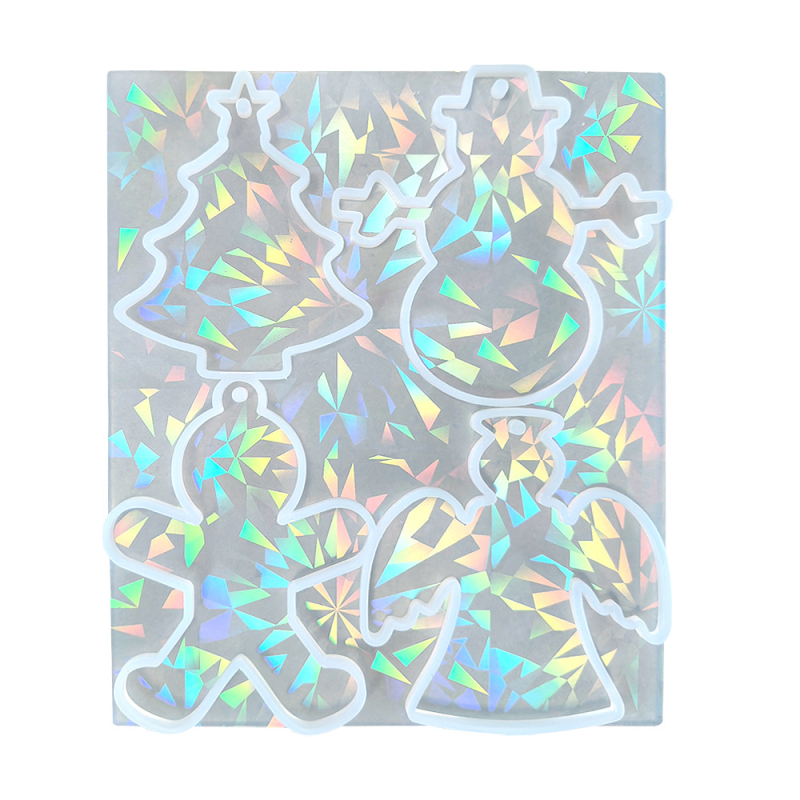 Silicijska forma za DIY privjeske – četiri dizajna: Božićno drvce, Snježni čovjek, Anđeo, Čovjek od medenjaka