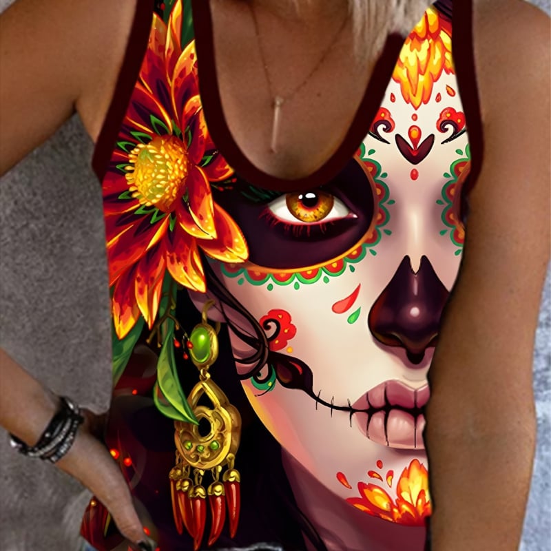 Plus-size dámsky V-krk pletený set s potlačou – polyester-elastan, štíhly strih