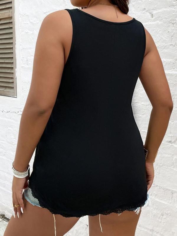 V-nyakú ujjatlan felső csipkével, Brushed Milk Silk anyagból, 95%+ poliészter