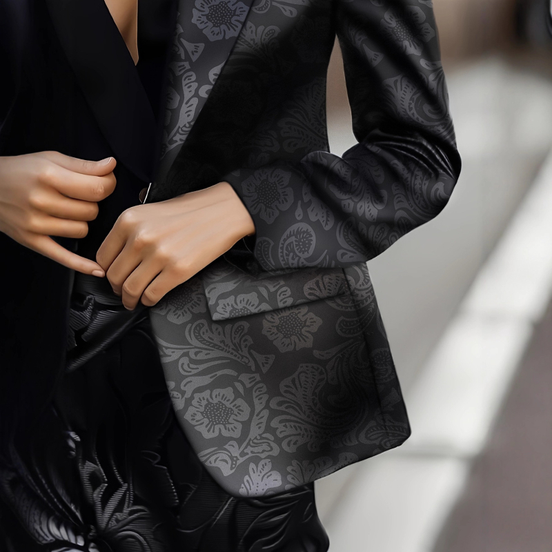 Blazer s otiskom, Slim-Fit, standardna dužina, zatvaranje jednim gumbom, poliester tkanina