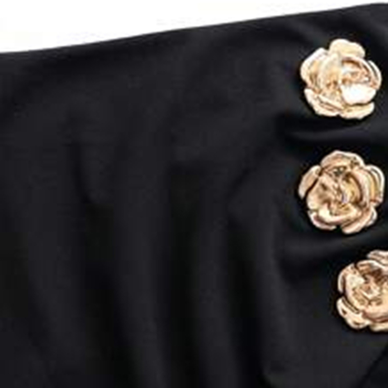 Midi suknja za odijelo s gumbima, zatvaračem i asimetričnim detaljima; poliester s elastanom, mikroelastična, elegantan stil.