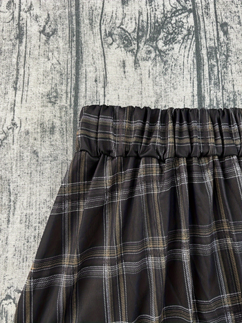 A-linijska suknja s visokim strukom, karirani uzorak, digitalni otisak, poliester tkanina