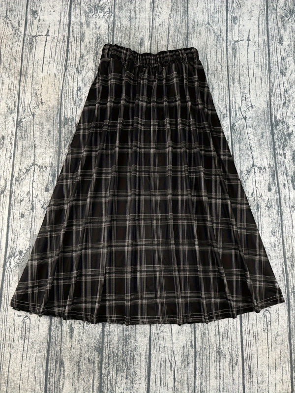 A-linijska suknja s visokim strukom, karirani uzorak, digitalni otisak, poliester tkanina