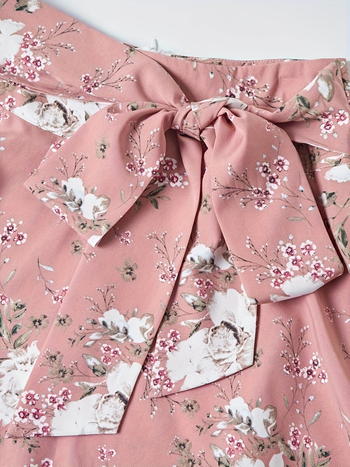 Suknja midi u A-liniji sa smockingom i otisom cvjetnog uzorka, poliester, srednja dužina, ležerni stil