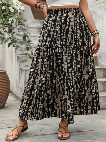 Ženska duga A-linijska suknja s visokim strukom, zebra print, poliester, francuski stil