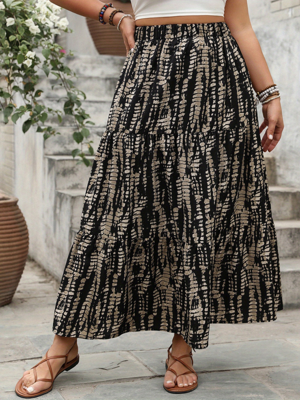 Ženska duga A-linijska suknja s visokim strukom, zebra print, poliester, francuski stil