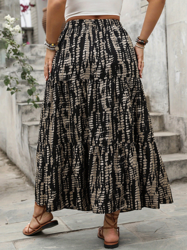 Ženska duga A-linijska suknja s visokim strukom, zebra print, poliester, francuski stil