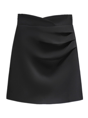 A-linijska kratka suknja s visokim strukom, plisirana, vizualno laskava siluetu, poliester