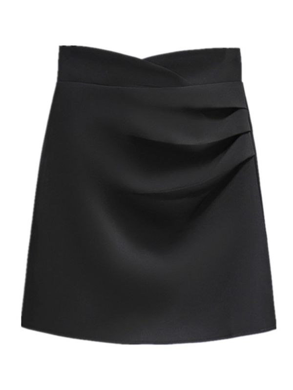 A-linijska kratka suknja s visokim strukom, plisirana, vizualno laskava siluetu, poliester