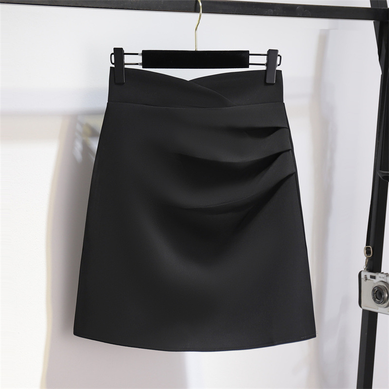 A-linijska kratka suknja s visokim strukom, plisirana, vizualno laskava siluetu, poliester