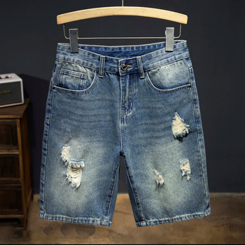 Muške traper šorceve, srednji pojas, zip, ispran završetak, japansko-korejski stil