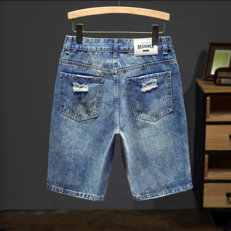 Muške traper šorceve, srednji pojas, zip, ispran završetak, japansko-korejski stil