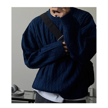 Muški pleteni džemper, korejskog stila opuštena silueta, okrugli ovratnik, dugi rukav, jesen